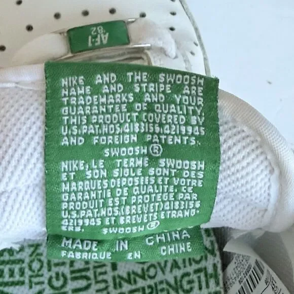 Nike Air Force 1 XXV '82 Size 3.5 Youth unisex (Women's 5) white/green low EUC - Picture 9 of 11